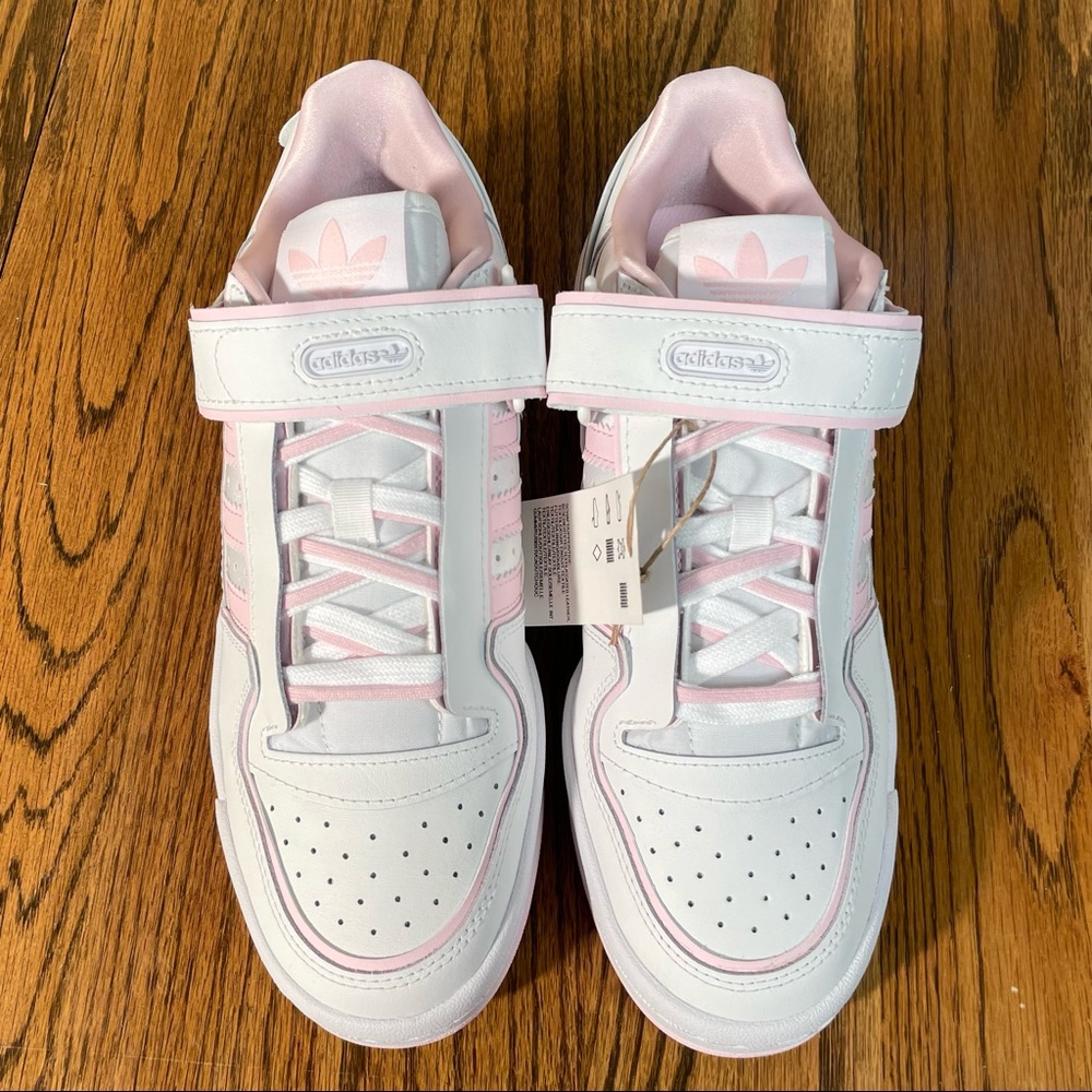 Adidas Forum Low Plus Women Athletic Shoe White Pink Size 8 8.5 NEW Leather NEW - Picture 4 of 7